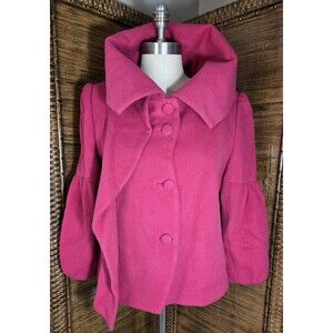 Itala Testino Alpaca & Wool Pink Ruffled Designer Coat Size M